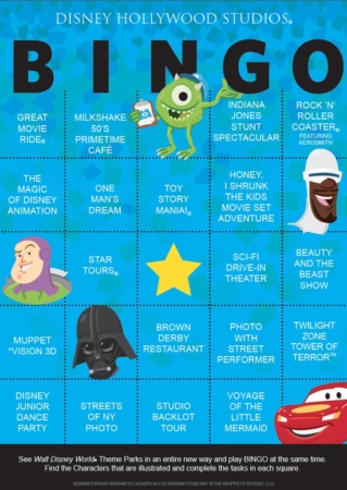 This cool and creative BINGO card challenges you to visit attractions and Disney characters in specific orders.
