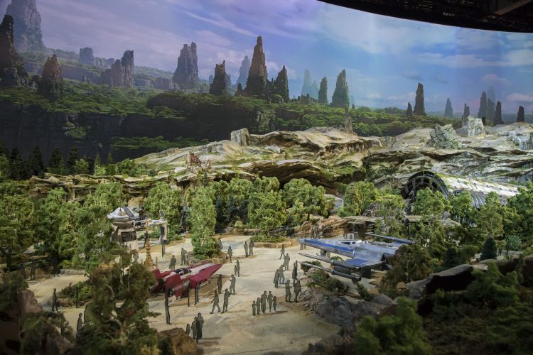 Guests Enjoy A First Look At Star Wars Themed Land Model During D23 Expo 2017